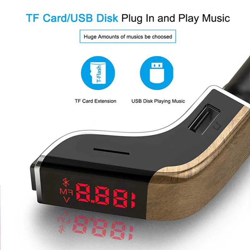VicTsing Car Bluetooth Mp3 Player FM Transmitter Red Screen Mp3 Music Player USB Car Charger 5V 3.1A 1A Bluetooth Mp3 Player Kit (7)