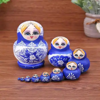 

10 Layers Children Color Painted Wood Russian Nesting Matryoshka Dolls Set