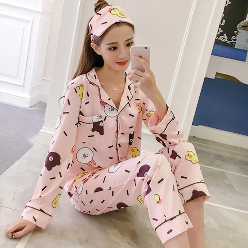 Женская Хлопковая пижама с длинным рукавом рисунком ананаса|cotton pajama set|pajama setslong
