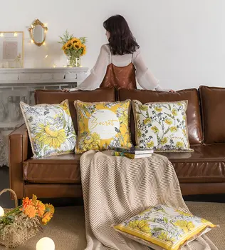 

Free Shipping!!Cute floral square throw pillow/almofadas case adult teen child kid girl,yellow flower cushion cover home decore