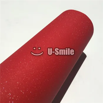 

Glitter Red Sandy Sparkle Vinyl Film Decal Bubble Free For Phone Laptop Ipad Skin Cover Size:1.52*30M