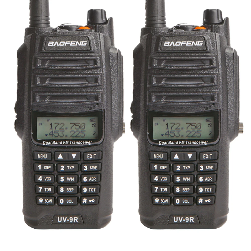 

2pcs BAOFENG UV-9R Walkie Talkie Two-way Radio 136-174/400-520MHz VHF/UHF Dual Band Handheld Transceiver Interphone FM Radio