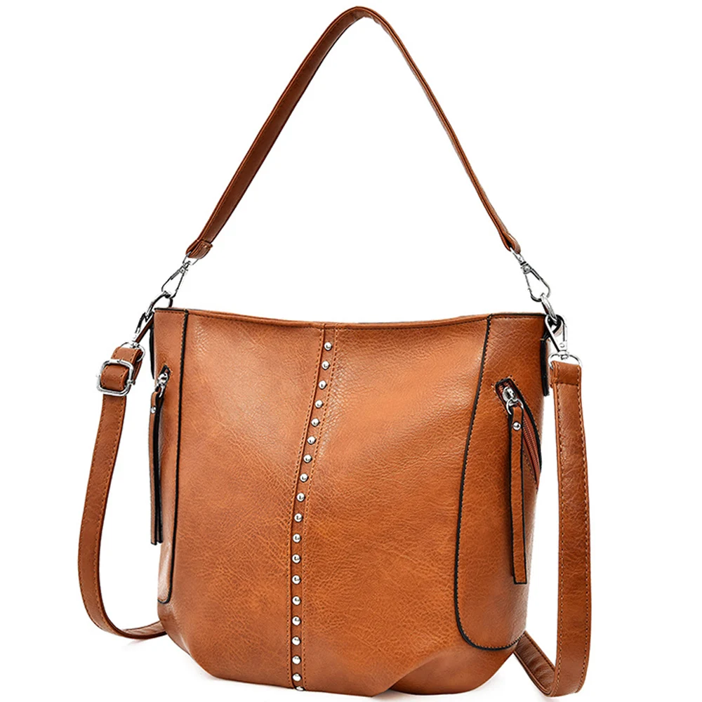 

Women PU Leather Handbags High Quality Casual Tote Bags Female Designer Fashion Rivet Shoulder Bag Ladies Messenger Bags Bolsos
