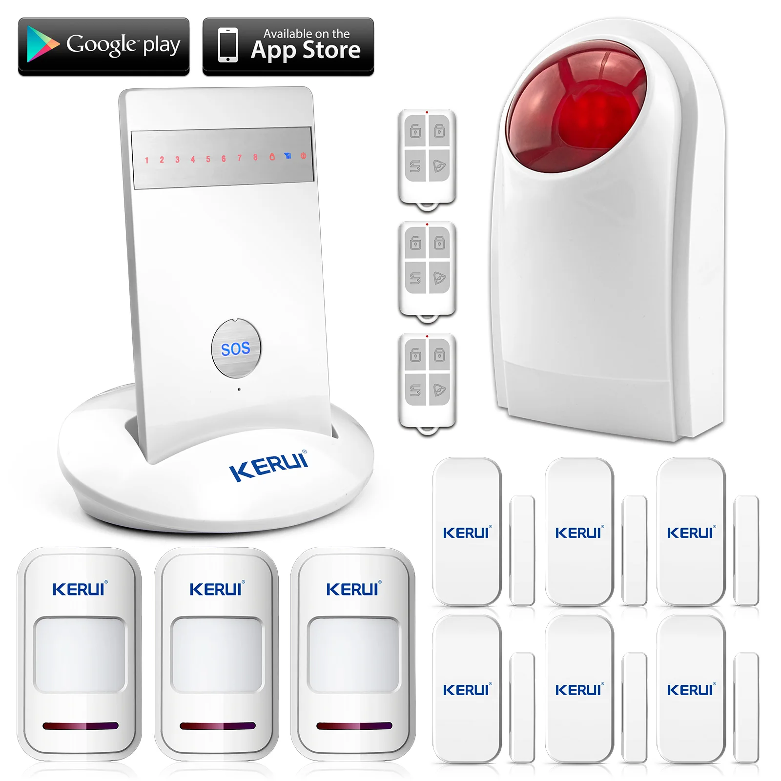 

KR-G15 Wireless Alarm Systems Security Home Burglar IOS Android APP Controlled GSM Built-in Siren with Wireless Flashing Siren