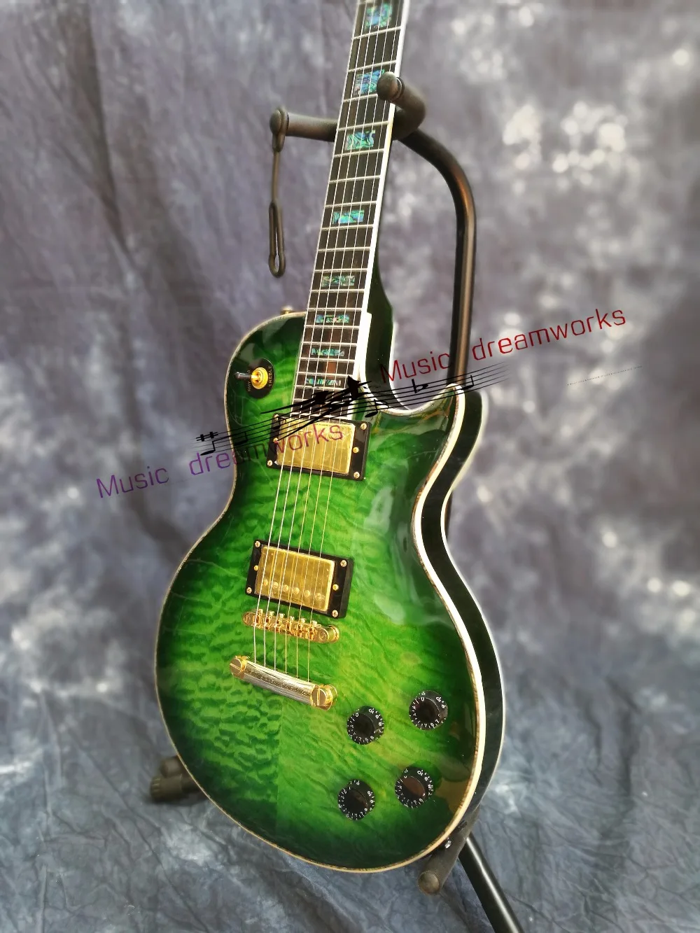 

China's OEM firehawk custom shop electric guitar LP Color shell inlays, color binding Double water ripple