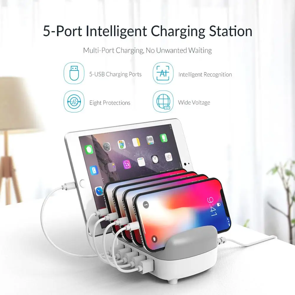 ORICO شاحن يو اس بي 5 منافذ محطة قفص الاتهام مع حامل USB شحن ل ذاكرة فلاش PC تطبيق للمنزل العامة 40 W 5V2. 4A * 5 ORICO شاحن يو اس بي 5 منافذ محطة قفص الاتهام مع حامل USB شحن ل ذاكرة فلاش PC تطبيق للمنزل العامة 40 W 5V2. 4A * 5