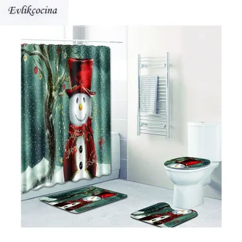 

Free Shipping 4pcs Gentle Snowman Banyo Paspas Bathroom Carpet Toilet Bath Mat Set Non Slip Tapis Salle De Bain Alfombra Bano