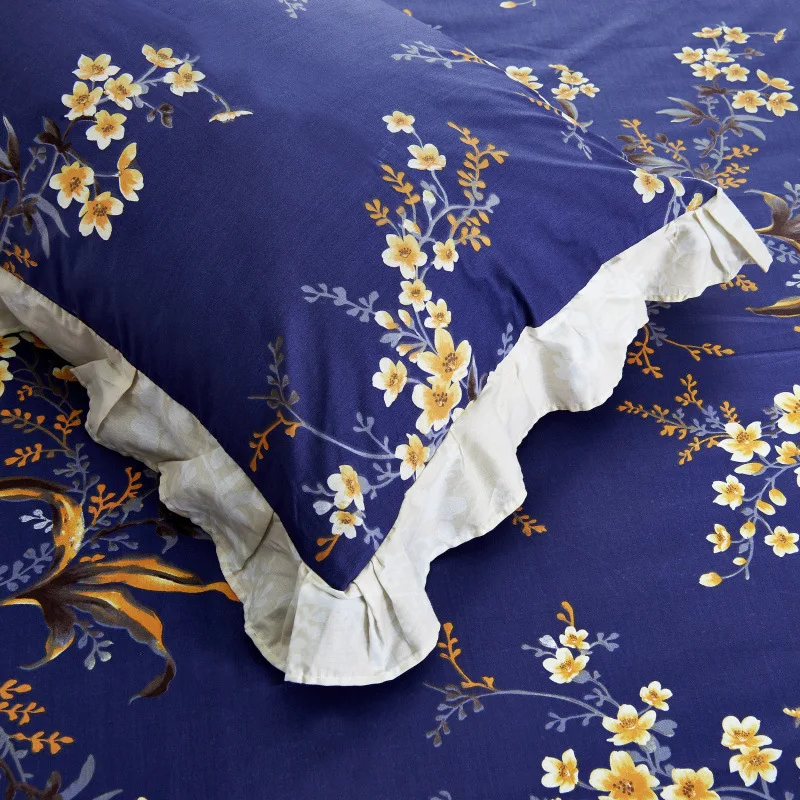 Цветы полный королева King Size 4 шт. Постельное бельё хлопок Набор пододеяльников для пуховых одеял комплект простыня наволочки двуспальная кровать подкладка текстиль для дома