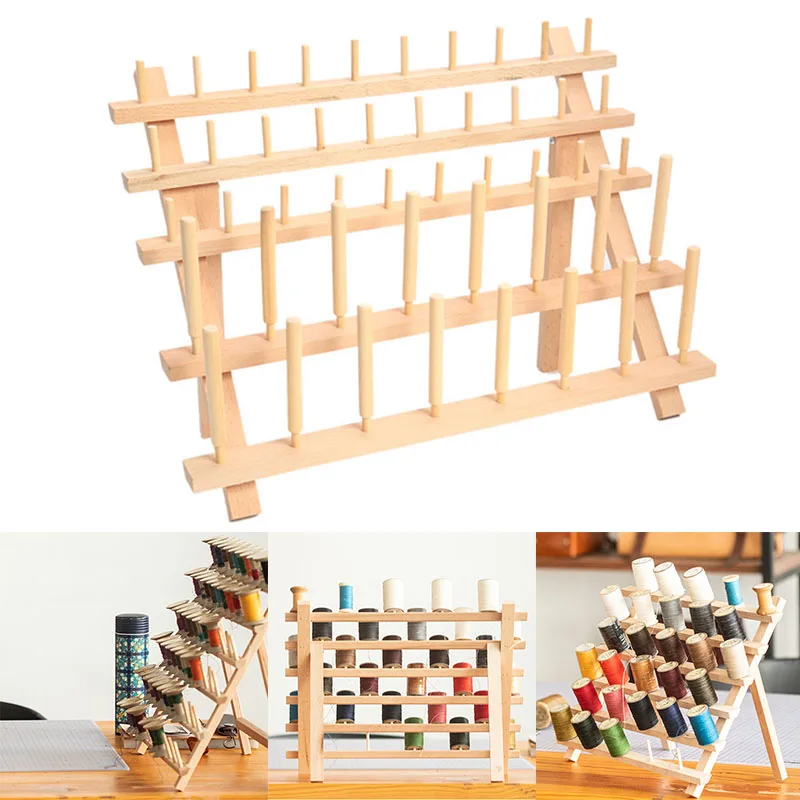 

New Foldable Wooden Thread Rack with Spools for Sewing Quilting Embroidery Hogard