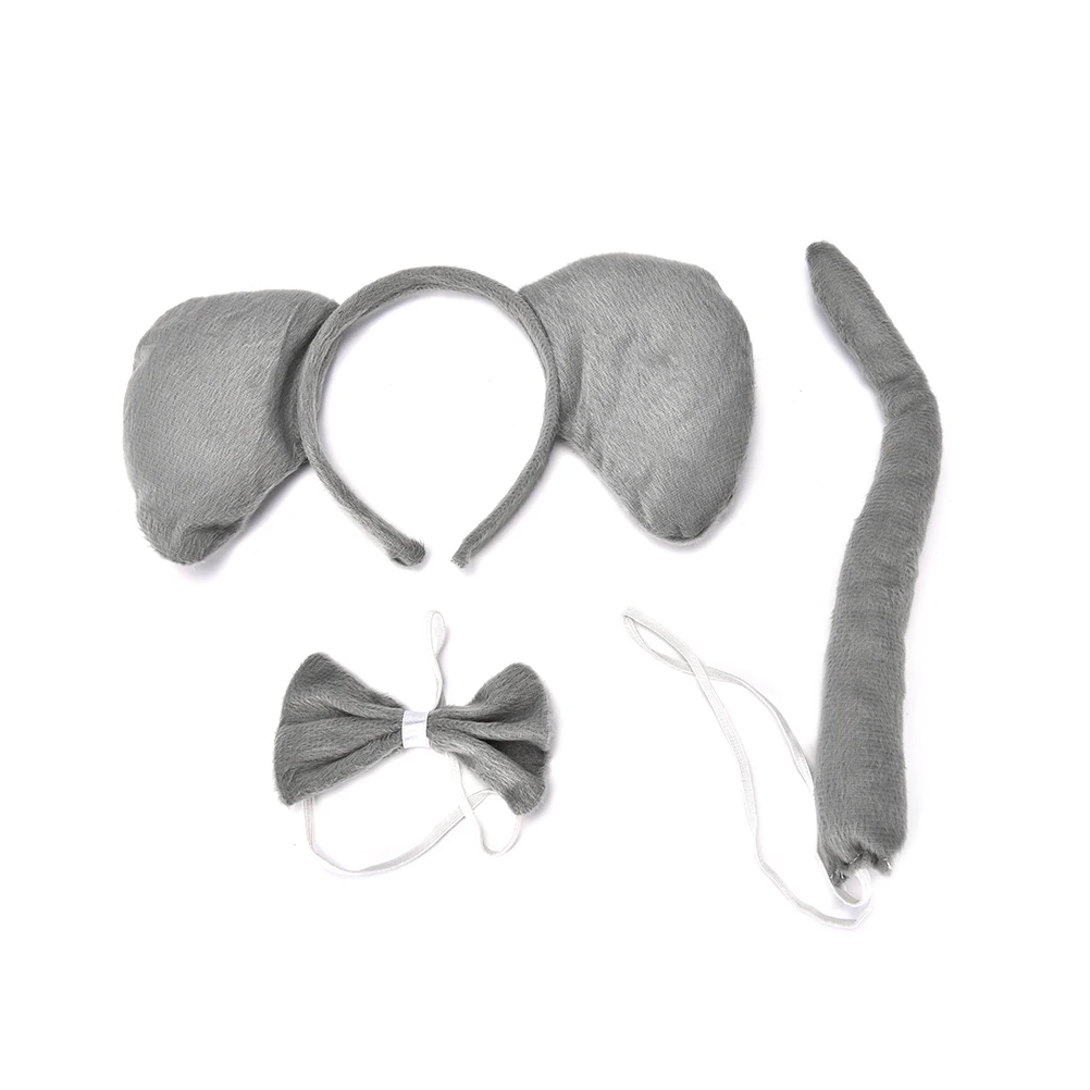 

2016 Party Hallowen 3D Elephant EAR Animal Costume Headband Bow Tie Tail Paws Decor 3pcs set