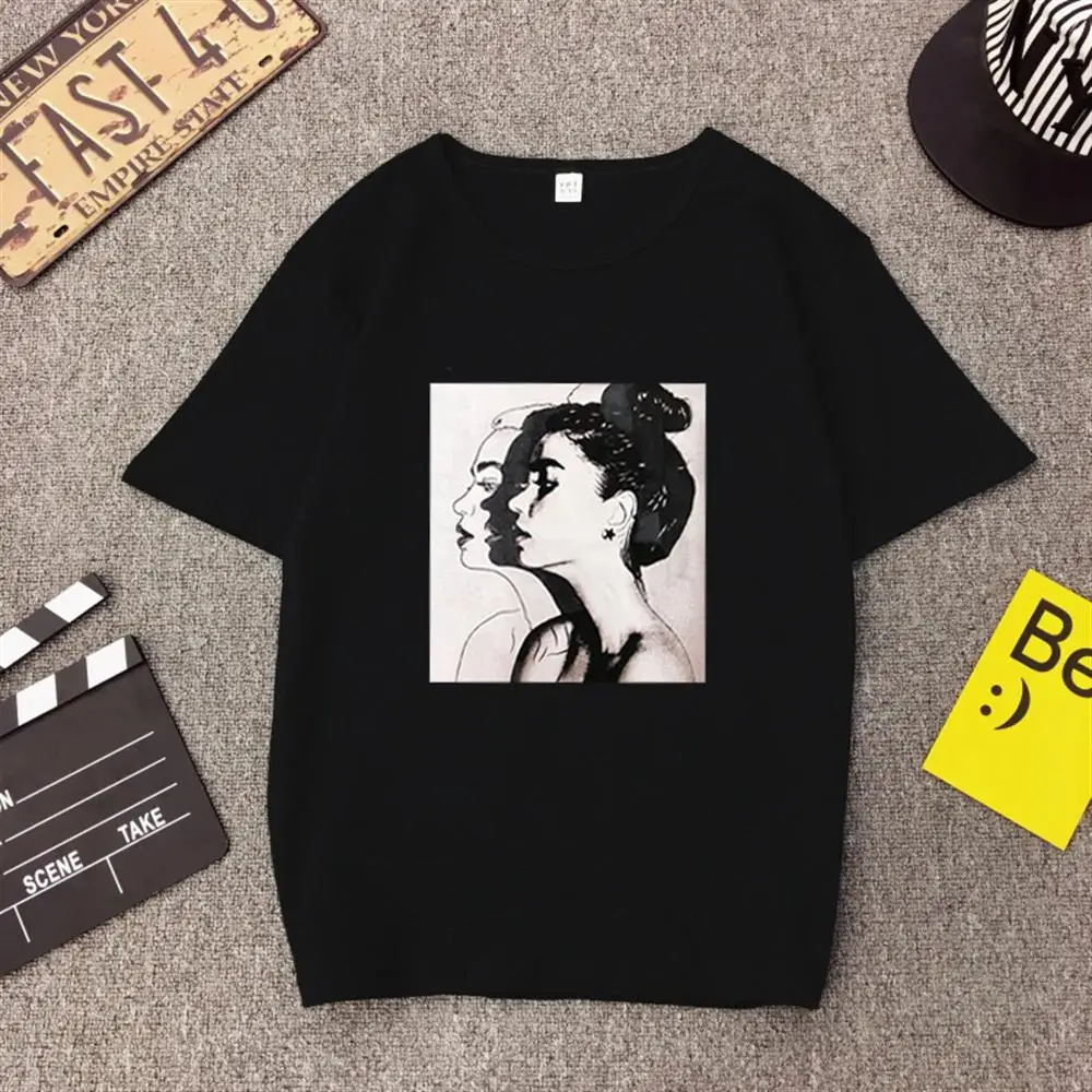 

2019 New Fashion T shirt Woman Summer Girls Print Short Sleeve O Neck Cotton Female Top Slim Fit Soft Women Tshirt