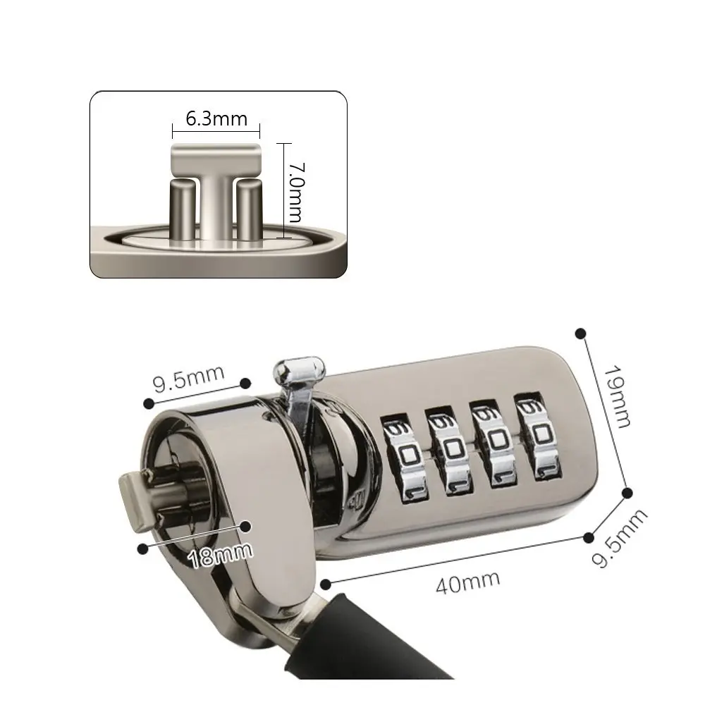 Тетрадь ноутбук Комбинации замок безопасности кабель-4 цифры пароль защитным покрытием, защита от кражи с прочная искусственная кожа с мехом безопасности