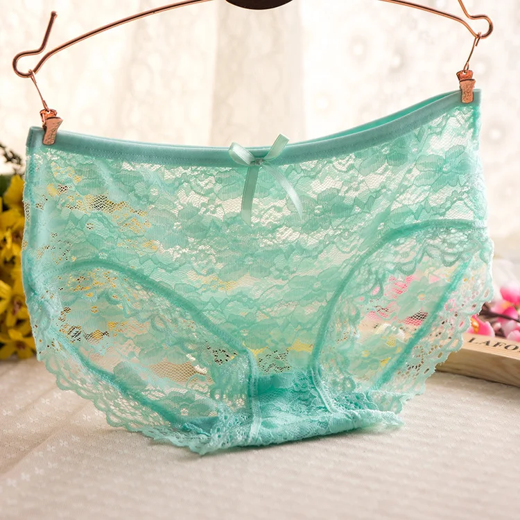 Lovely panties for women transparent lace briefs ladies mid rise undies ...