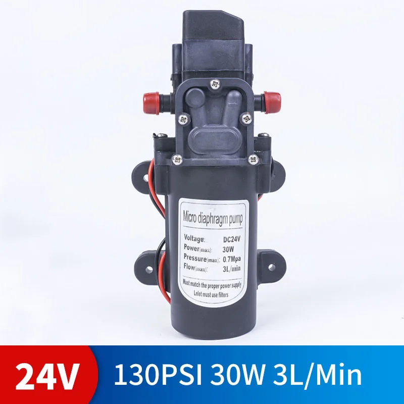 

DC 24V 30W 130PSI 3L / Min water high pressure diaphragm self-priming pump agricultural electric water pump car wash spray