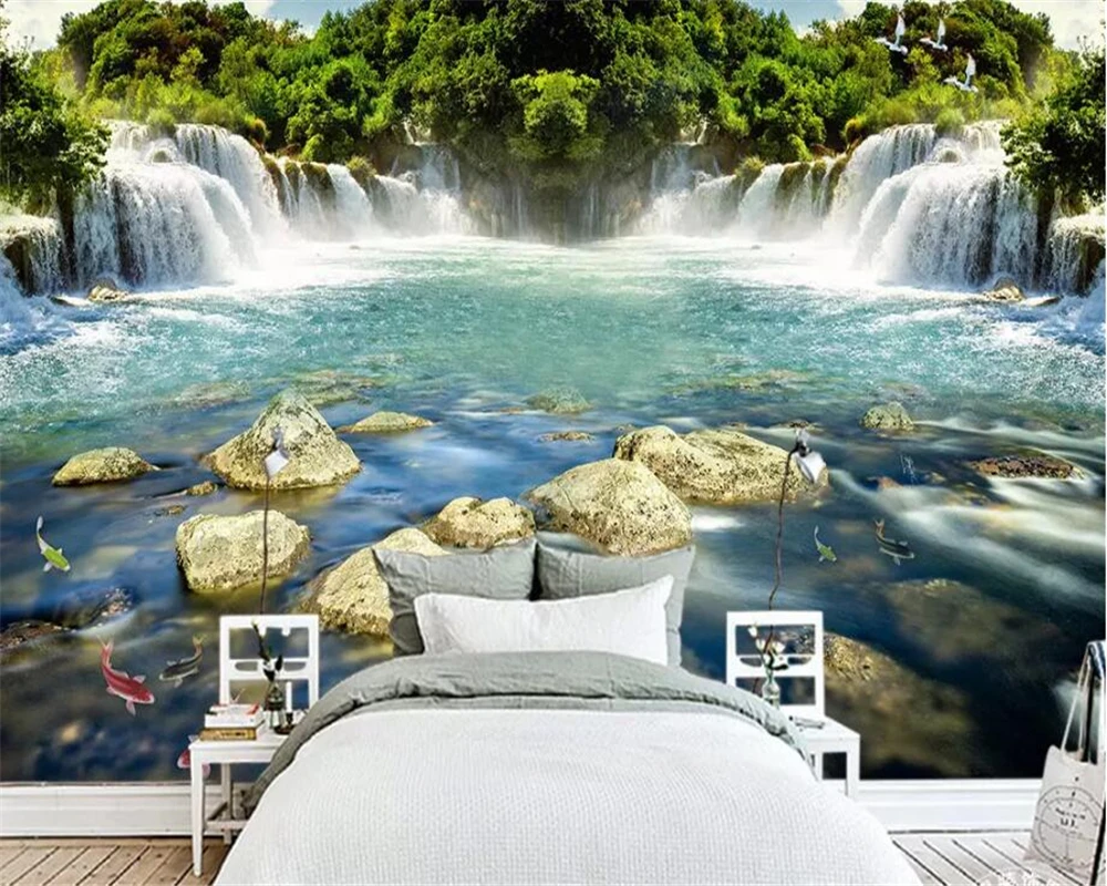Beibehang пользовательские обои 3d фото фрески Красивая вода текущий водопад экран