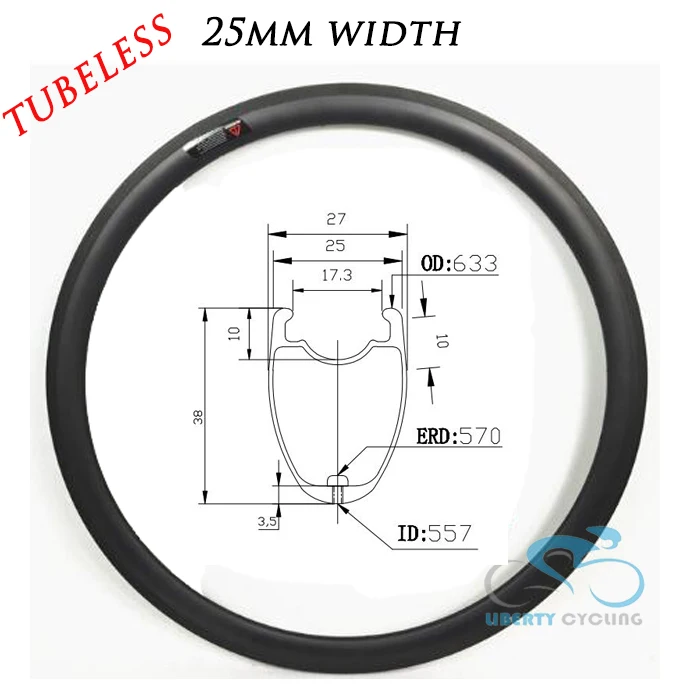 

2019 U Shape 38mm 50mm 60mm 88mm 700c Carbon Road Clincher Tubeless Bicycle Wheel Rims Bike Rim, 25mm Width
