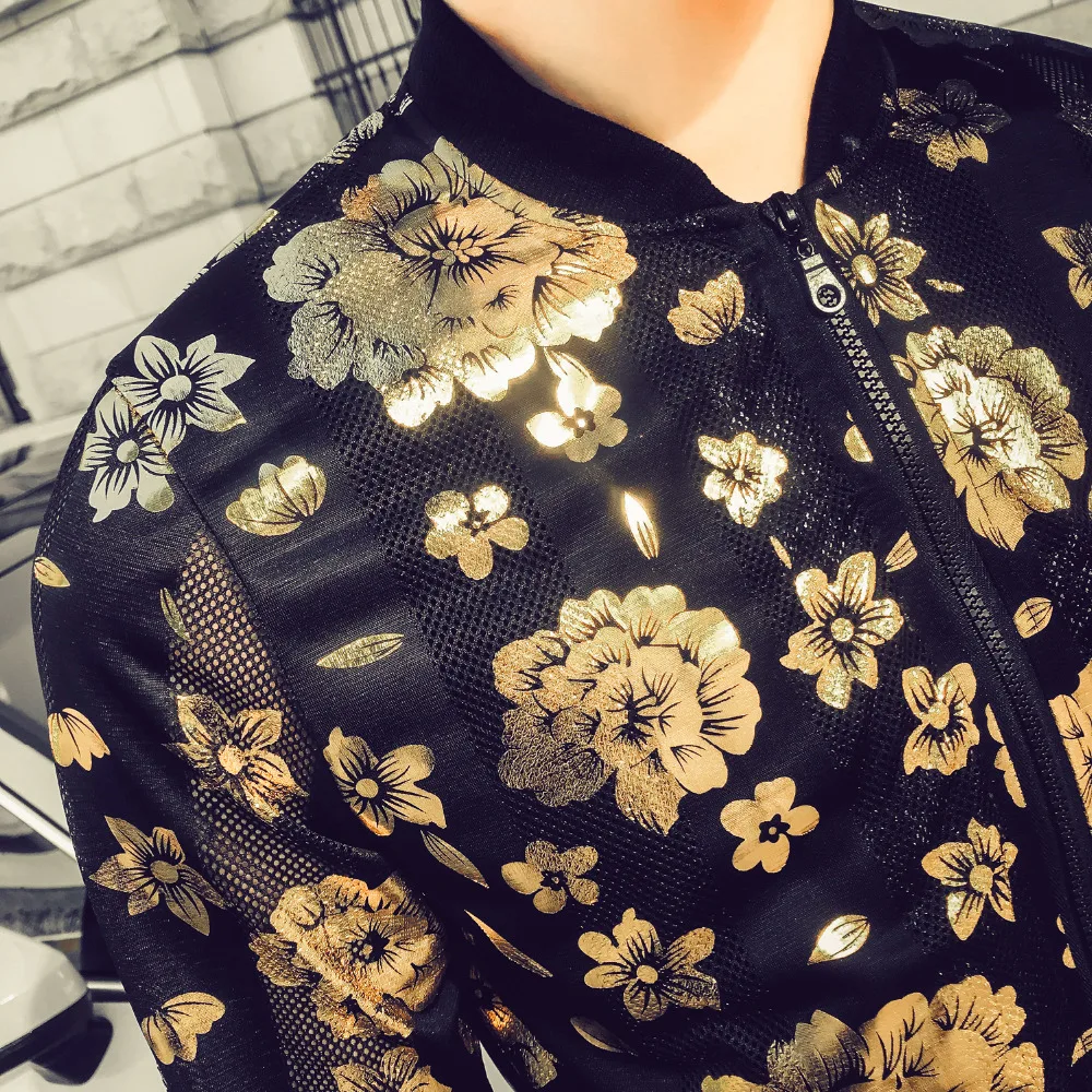 Горячая Летняя мужская куртка с принтом 2019 Slim Fit длинным рукавом бомбер плюс