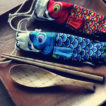 

50pcs Japanese Style Fish Shape Decorative Chopstick Gift Bag Storage Pouch Cotton Linen Chopsticks Cover