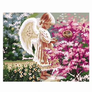 

Angle in garden Coloring by numbers on canvas 40X50cm home decor wall painting flower with frame for bedroom paint by numbers