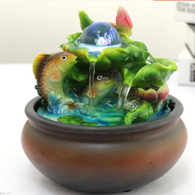 

Feng Shui Wheel Fountain Water Features Lucky Personal Office Resin Cabochon Desk Hosehold Room Home Decoration Accessories