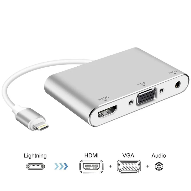 Для Lightning/HDMI VGA аудио адаптер конвертер для IPhone X 8 7S 6S Plus 1080P Plug and Play Цифровой AV адаптер для ipad Air