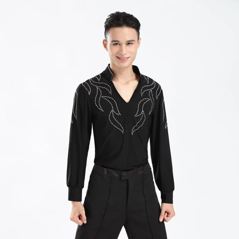 

2017 new Free Shipping Wholesale Custom-made Men Boy Latin Dance Shirt Dresses Ballroom Rumba Cha-cha Latin Tops Boys Dance Wear