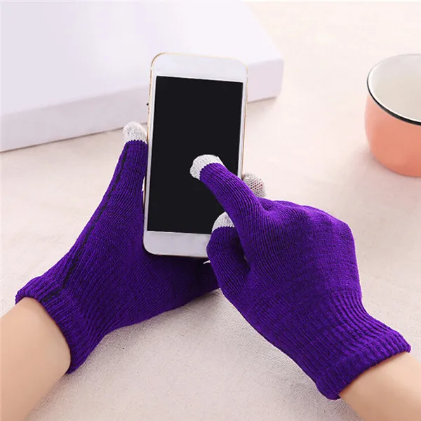 Creative Fashion Solid Color Gloves Mobile Phone Touch Screen Knitted Gloves Winter Thick & Warm Adult Gloves Men Women mens mittens Gloves & Mittens