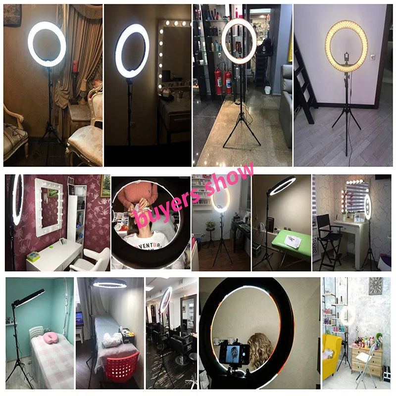 fosoto RL-18 LED Ring Light 18 Inch Photography lighting Dimmable Ring Lamp With Tripod And Mirror Ringlight For Makeup Youtube