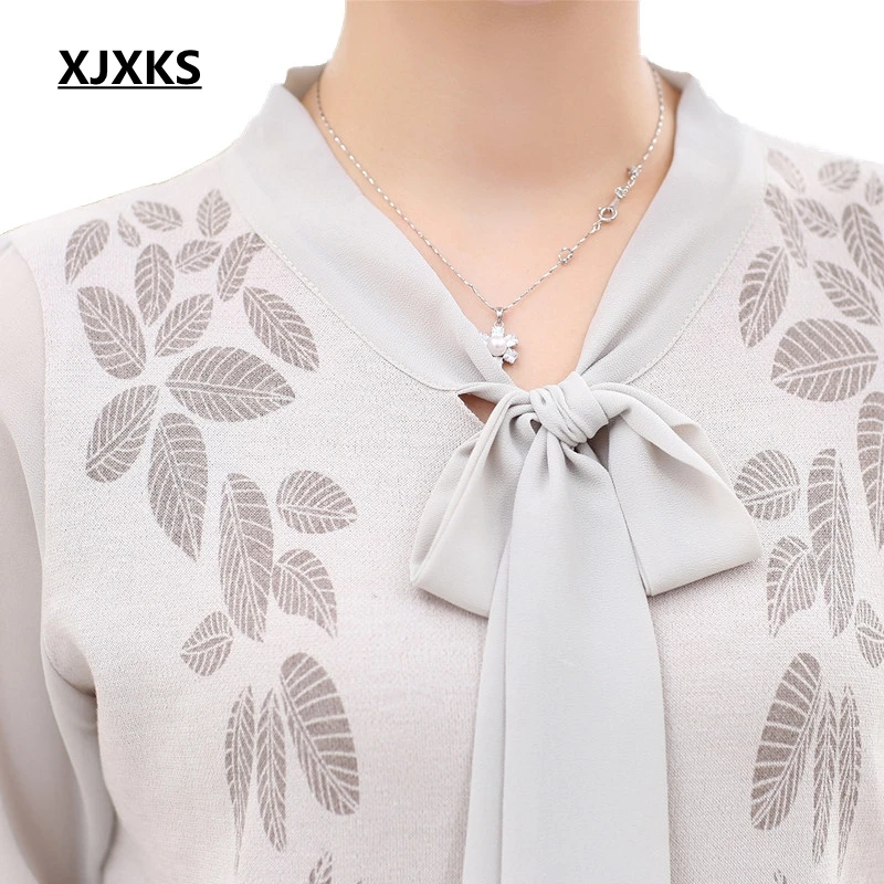 XJXKS Blusa Feminina 2020 на весну и лето топы со Размеры трикотаж подарок матери шифоновая