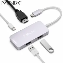 MINIX NEO C Mini USB-C Multiport Adapter with HDMI Output UHD (3840×2160) 30Hz USB3.0 Space Gray Compatible with Apple MacBook
