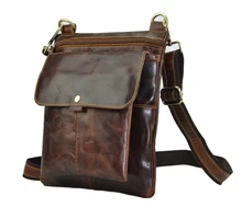 

New Fashion Real Leather Coffee Male Casual messenger bag Satchel cowhide 8" Pad Cross-body Shoulder bag For Men 8303