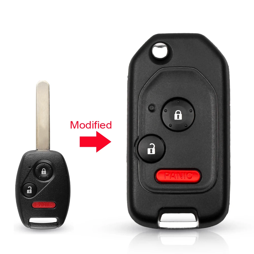KEYYOU модифицированный дистанционный ключ 2/3/4 кнопки флип-чехол для автомобильного ключа чехол для Honda Accord Civic 2006-2011 CRV Pilot fit с резиновая прокладка - Цвет: Model 3
