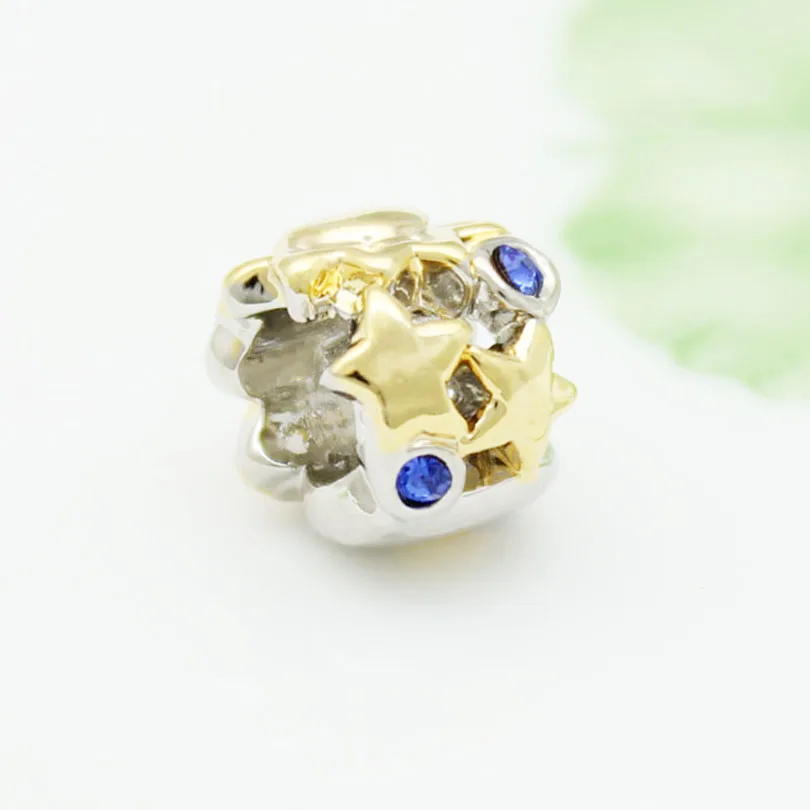 Браслет Pandora с голубым кристаллом астрономии Sun Moon Star Universe Lucky Charms Fit|Бусины| |