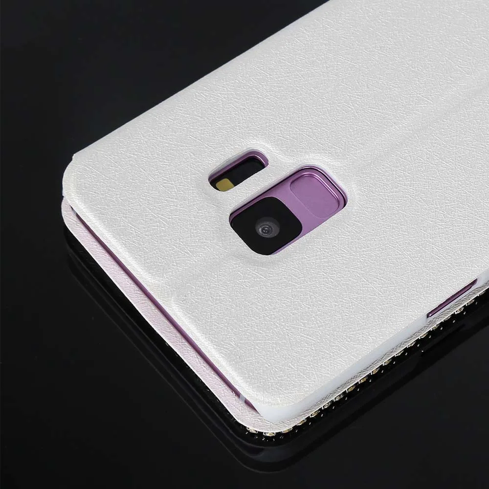 Кожаный флип чехол для Samsung Galaxy S9 S8 Plus S7 S6 edge S5 Роскошный со стразами украшениями