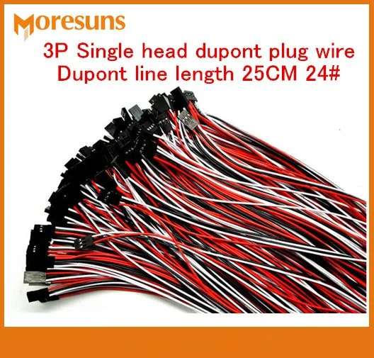 Бесплатная Доставка 20 шт./лот 3 P одной головы Dupont штекер провода DuPont линии длиной 25 см 24 # Dupont Кабели