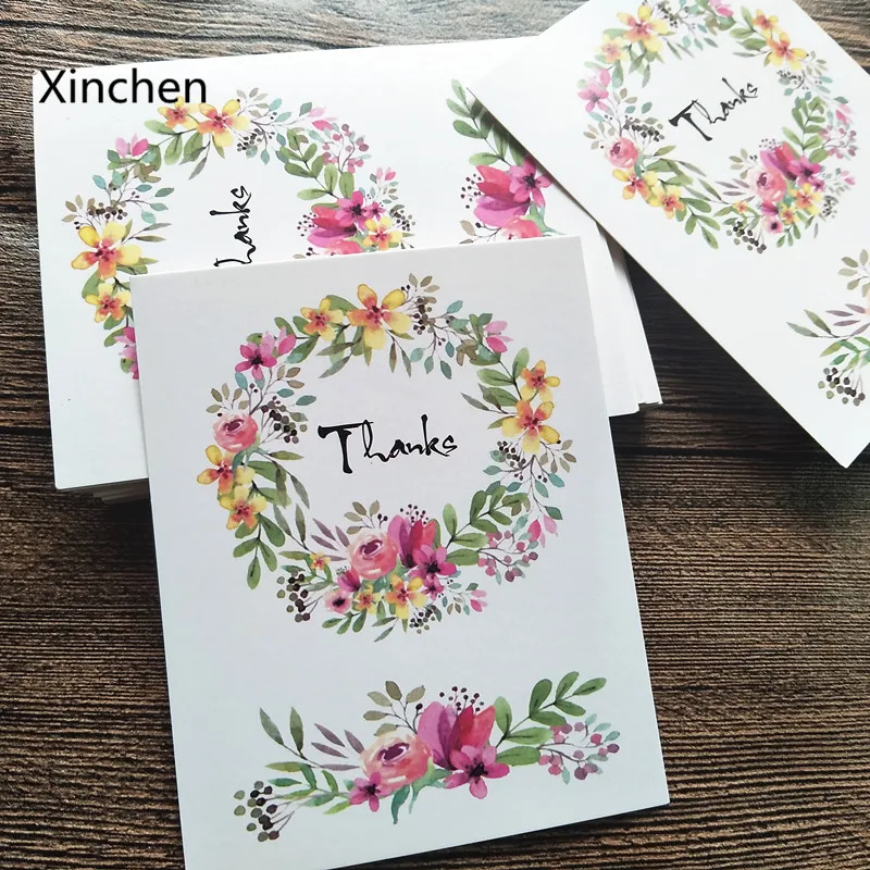 

50pcs/lot flower "thank you" Gift decoration card Writable card 8x10cm Message card free shipping