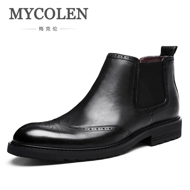 Bottine Mycolen Couro Ankle Luxo De Flor Boots Botas Preto Bullock Vaca Homens Martin Confortável Moda Carving Mens Inverno ra1rp
