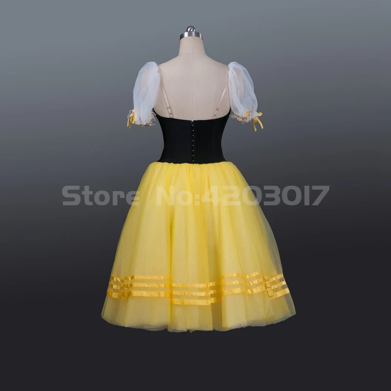 Взрослых Для женщин желтый профессиональная балетная пачка Производительность Балетное платье для девочек Giselle танцевальная одежда