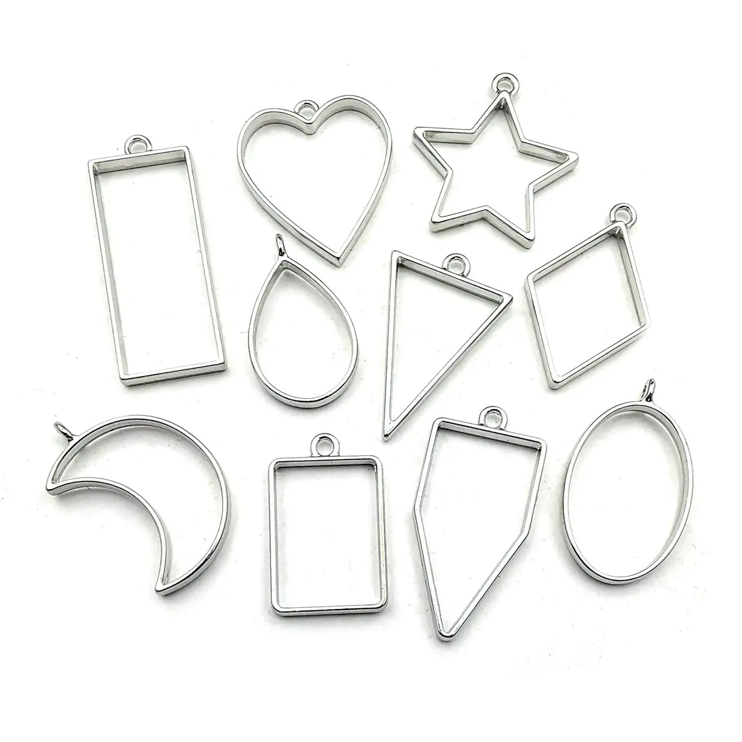

10pcs Hollow Pressed Flower Heart Geometric Photo Frame Pendant Necklace Bracelets Resin Earrings DIY Jewelry Supplies