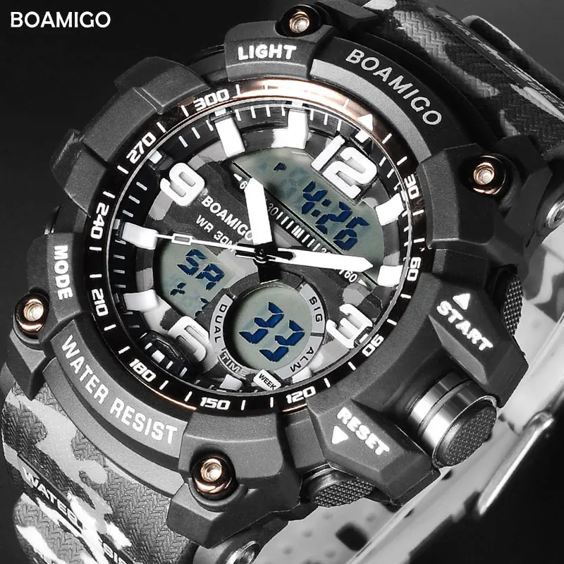 

BOAMIGO 2019 New S Shock Men Sports Watches Quartz Watch For Men Luxury Brand LED Digital Military Waterproof Men Wristwatches