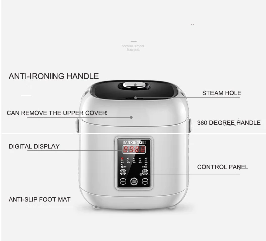 Рисоварка умная многофункциональная маленькая рисоварка Мини Бытовая Паровая рисовая 24 часа таймер 1.8л - Цвет: Белый