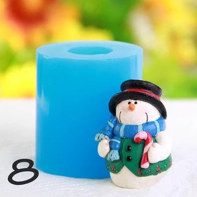 Рождественская 3D форма, силиконовая форма для шоколада, форма «Снеговик», форма лося, милый Санта Клаус, мыло для изготовления свечей, ароматическая форма для камня - Цвет: 8