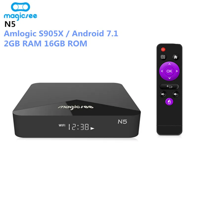  MAGICSEE N5 Android TV Box OS TV Box Amlogic S905X Android 7.1.2 2GB RAM 16GB ROM 2.4G 5G WiFi 100M