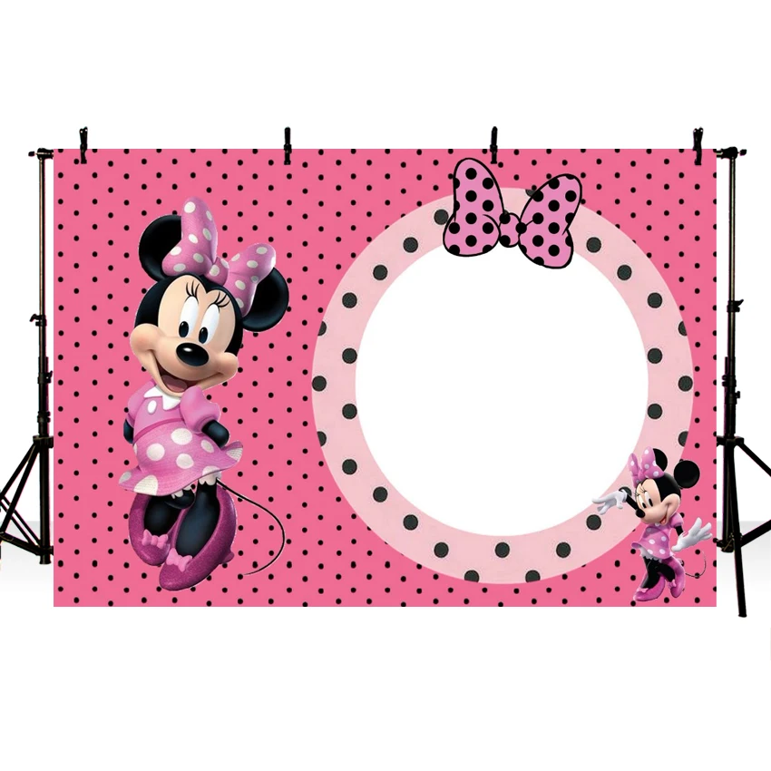 

MEHOFOTO Pink Bow Minnie Newborn Children Birthday Girls Baby Shower Custom Photo Studio Backdrop Background Vinyl