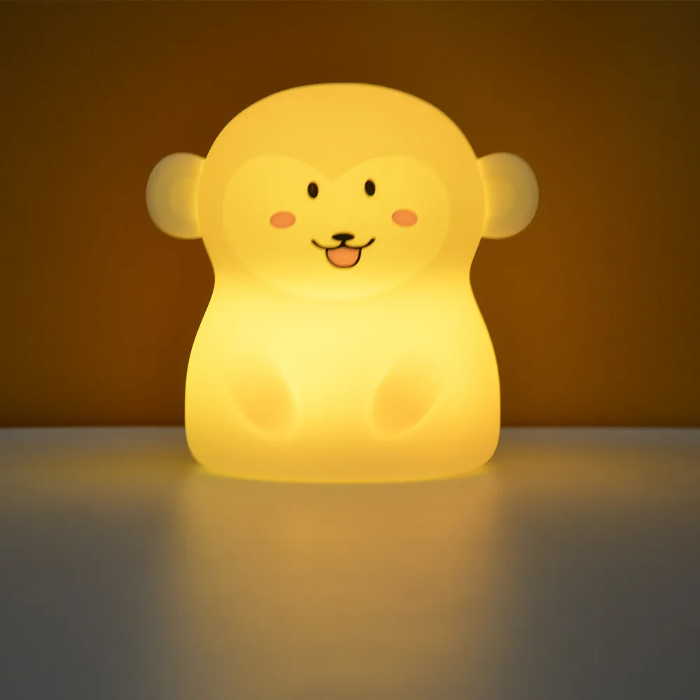 SuperNight Cute Cartoon Monkey LED Night Light Touch Sensor 9 Colors Silicone Kids Children Baby Bedroom Bedside Table Lamp Gift (3)