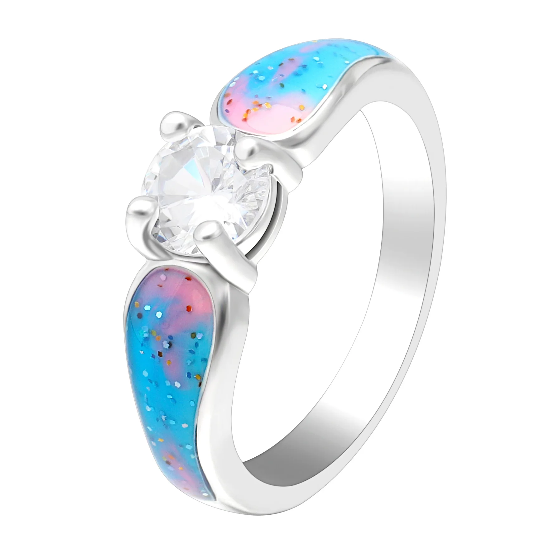 

Hainon Fire Blue pink Opal Rings Female Silver-color Wedding Love Anniversary Ring Jewelry for Women Charming Engagement Ring