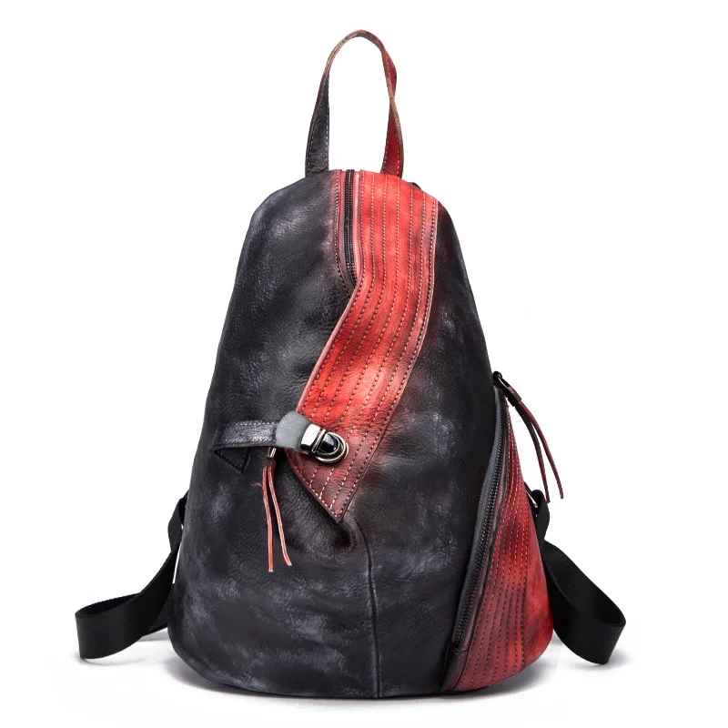 Goede Hoge Kwaliteit Unisex Rugzak Travel Dagrugzak Casual Vrouwen Mannen Borstel Kleur Tas Retro Knapzak Koeienhuid Lederen Rugzak