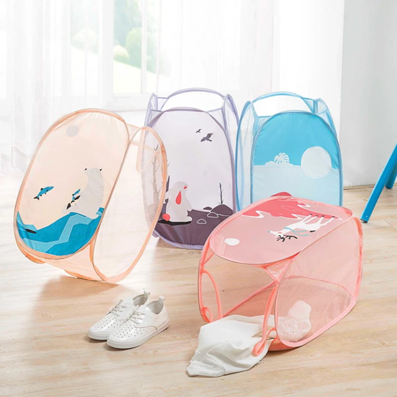 

BAKINGCHEF Foldable Home Laundry Basket Dirty Clothes Underwear Socks Storage Organizer Kids Toys Mesh Bag Accessories Supplies