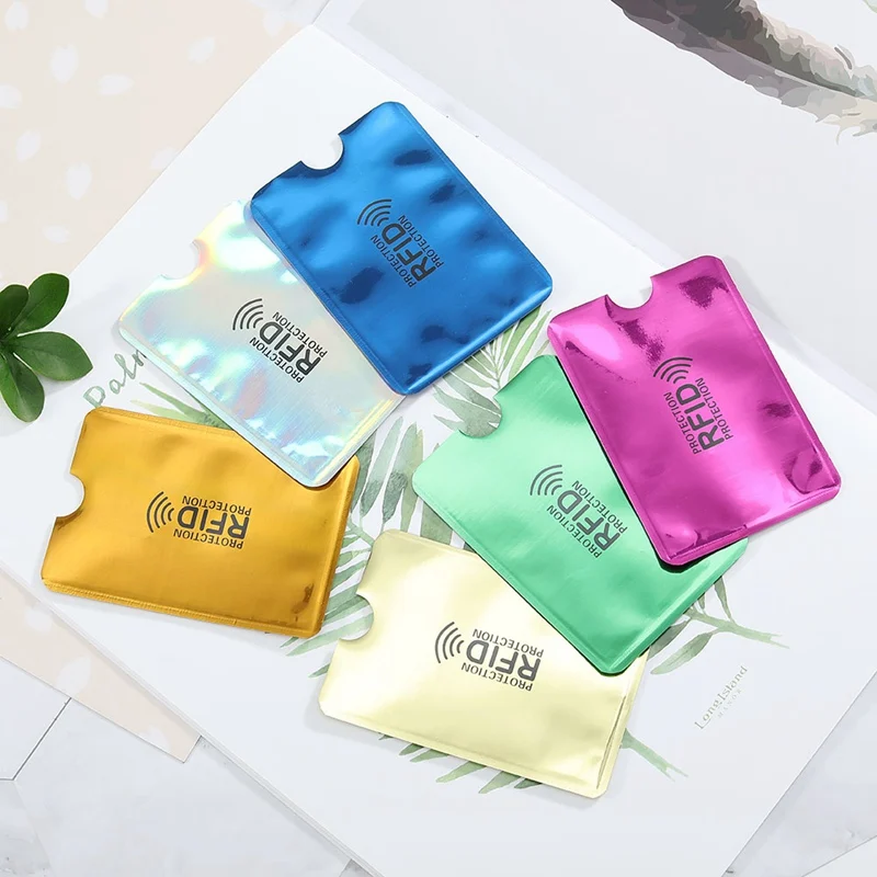 

10 pieces/set Wallet Blocking Reader Lock Bank Card Holder Id Bank Card Case Protection Metal Credit Card Holder Aluminium