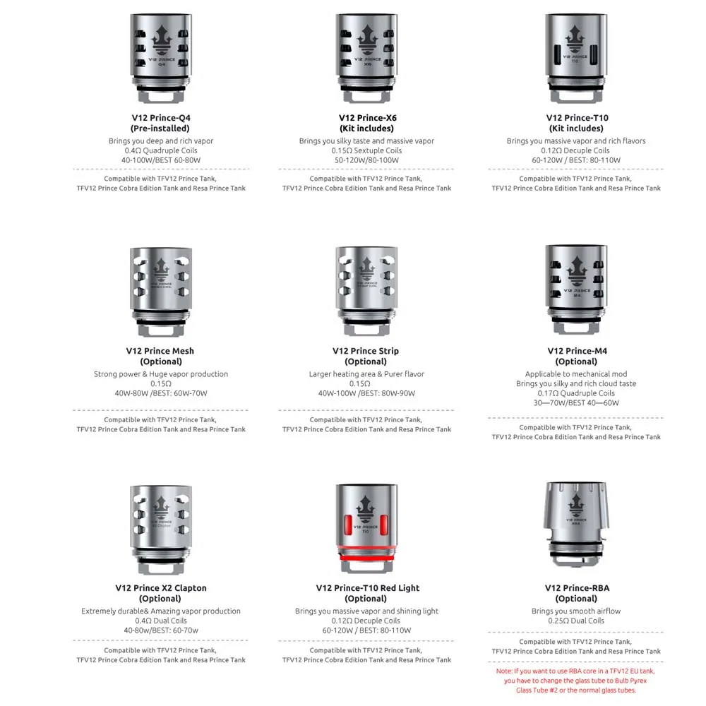 3pcs/lot 100% Original SMOK TFV12 Prince Coil X6/Q4/T10/M4/Mesh/Strip Coil For Atomizer TFV12 Prince Tank /SMOK Mag Kit / X-Priv 3pcs/lot 100% Original SMOK TFV12 Prince Coil X6/Q4/T10/M4/Mesh/Strip Coil For Atomizer TFV12 Prince Tank /SMOK Mag Kit / X-Priv